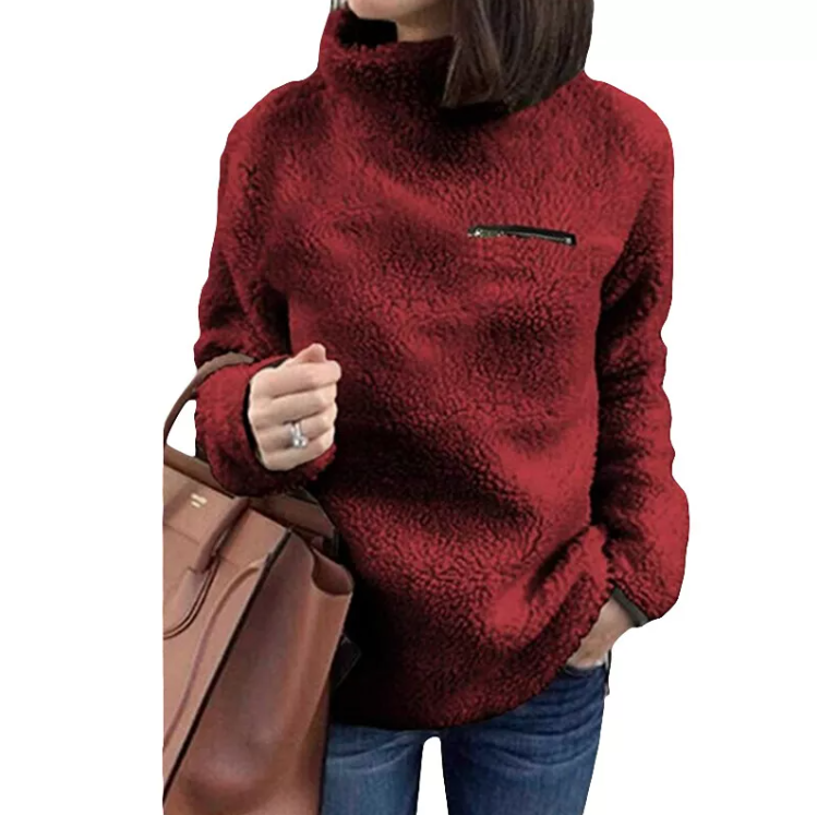 Fortykket varm plys-sweater til kvinder