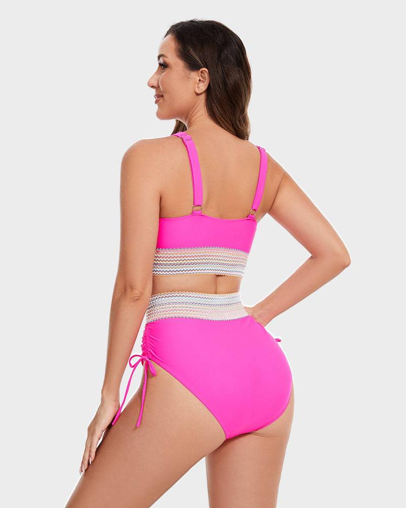 Bikini Sæt med Mavekontrol – Stilfulde Farveblok Damesvømmetøj | Perfekt Pasform & Komfort til Strand & Swimmingpool