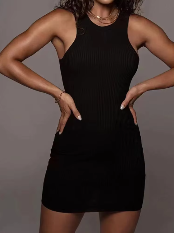Ribbet bodycon-minikjole til kvinder