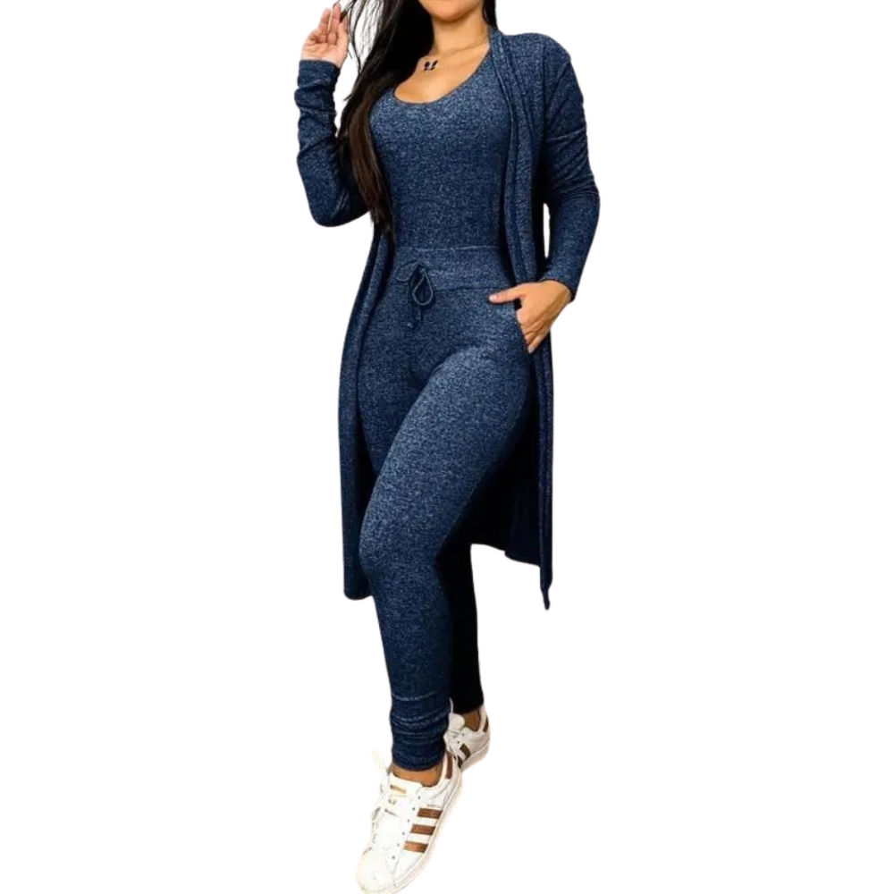 Jumpsuit og frakke med snøre og lommer