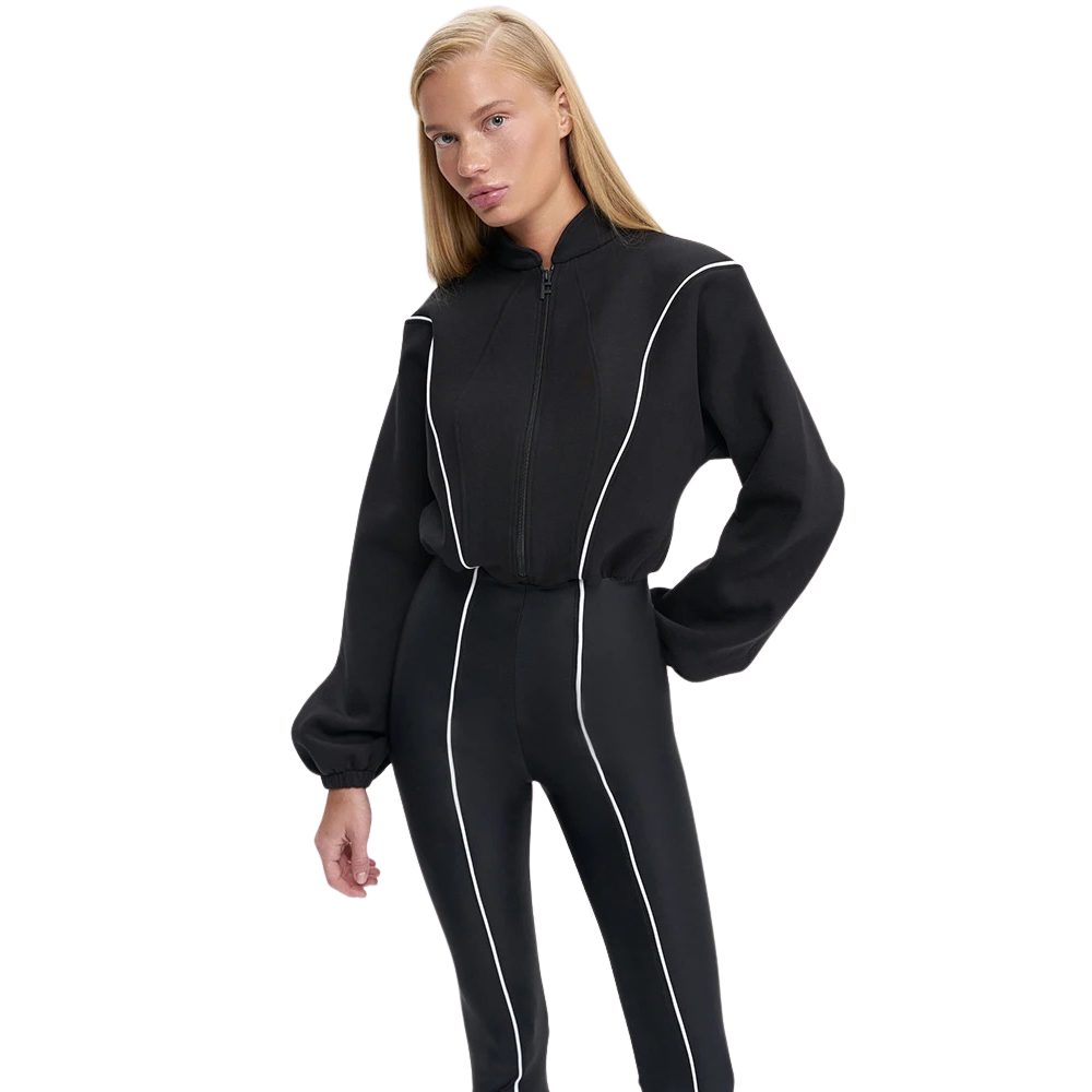 Langærmet jumpsuit med rullekrave til kvinder