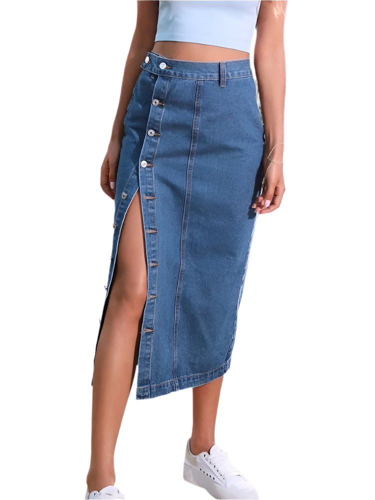 Højtaljet denim Bodycon nederdel til kvinder