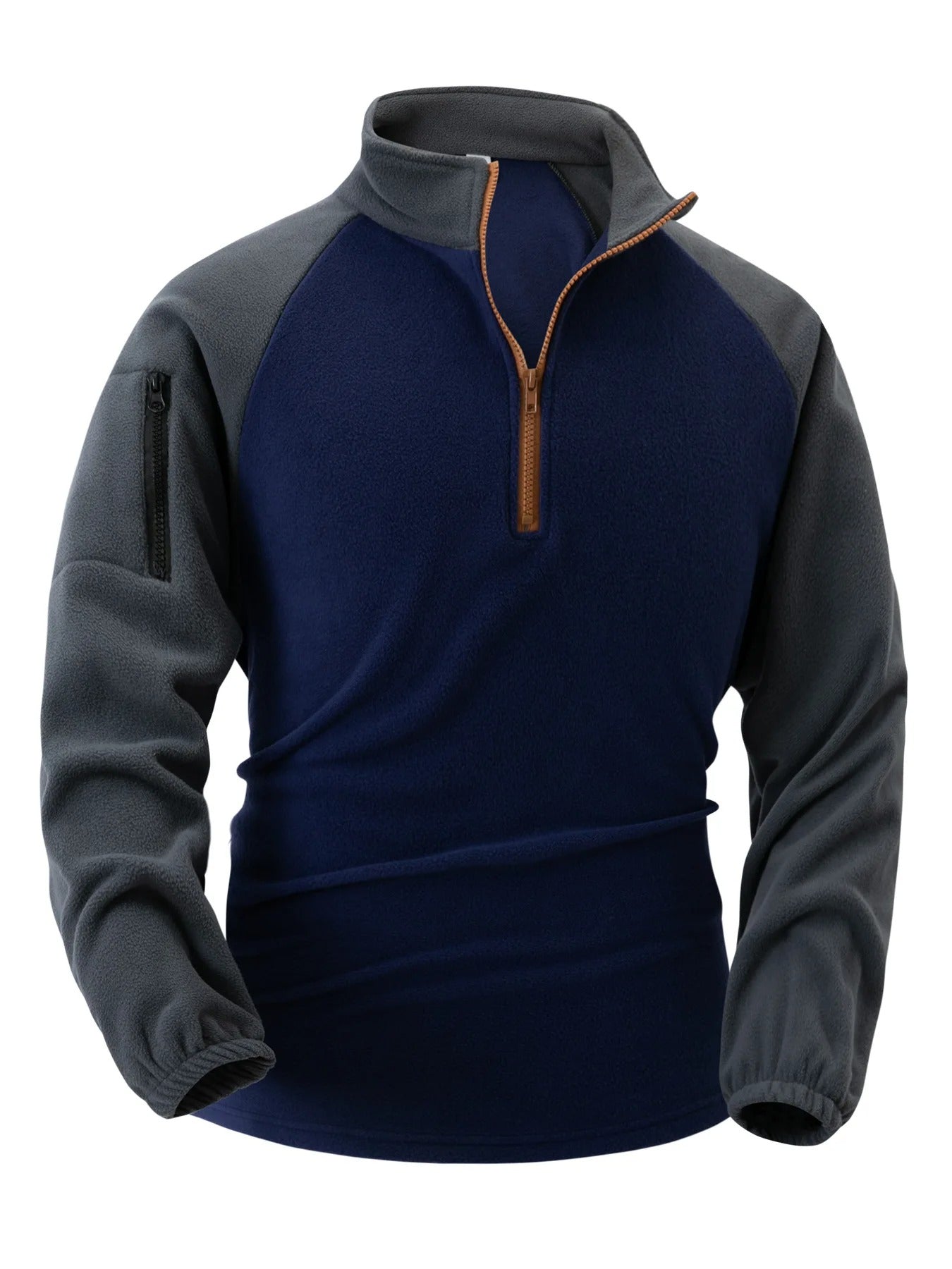 Fleece-sweater med ærmer og lommer til mænd