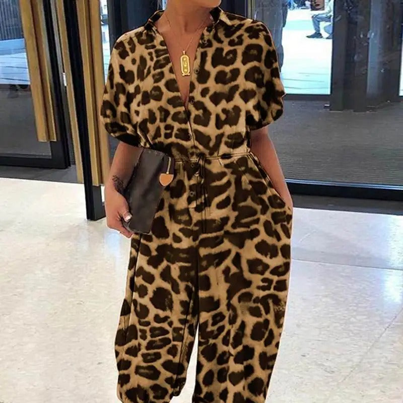 V-hals med knude i leopardprint til kvinder