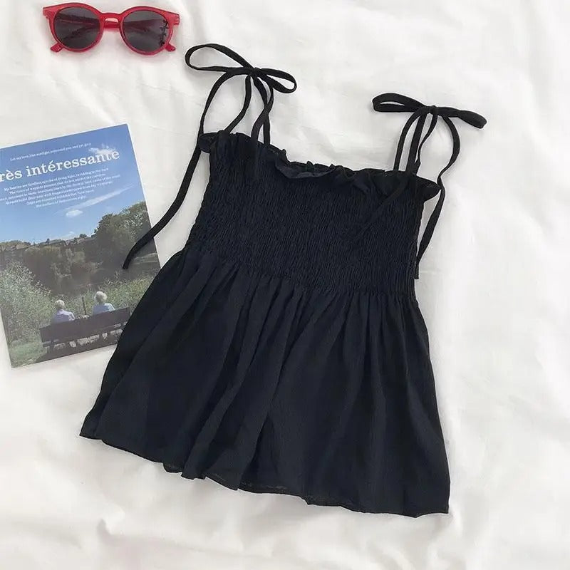 Kvinders sløjfegrime Rygløs plisseret Crop Top