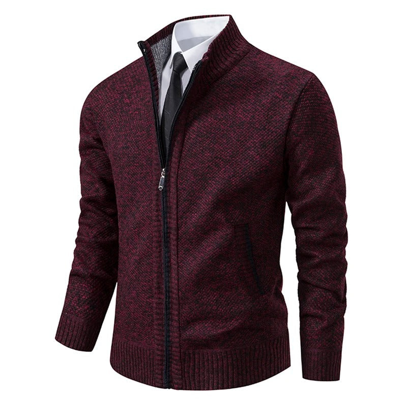 Varm fleece-cardigan med lynlås til mænd