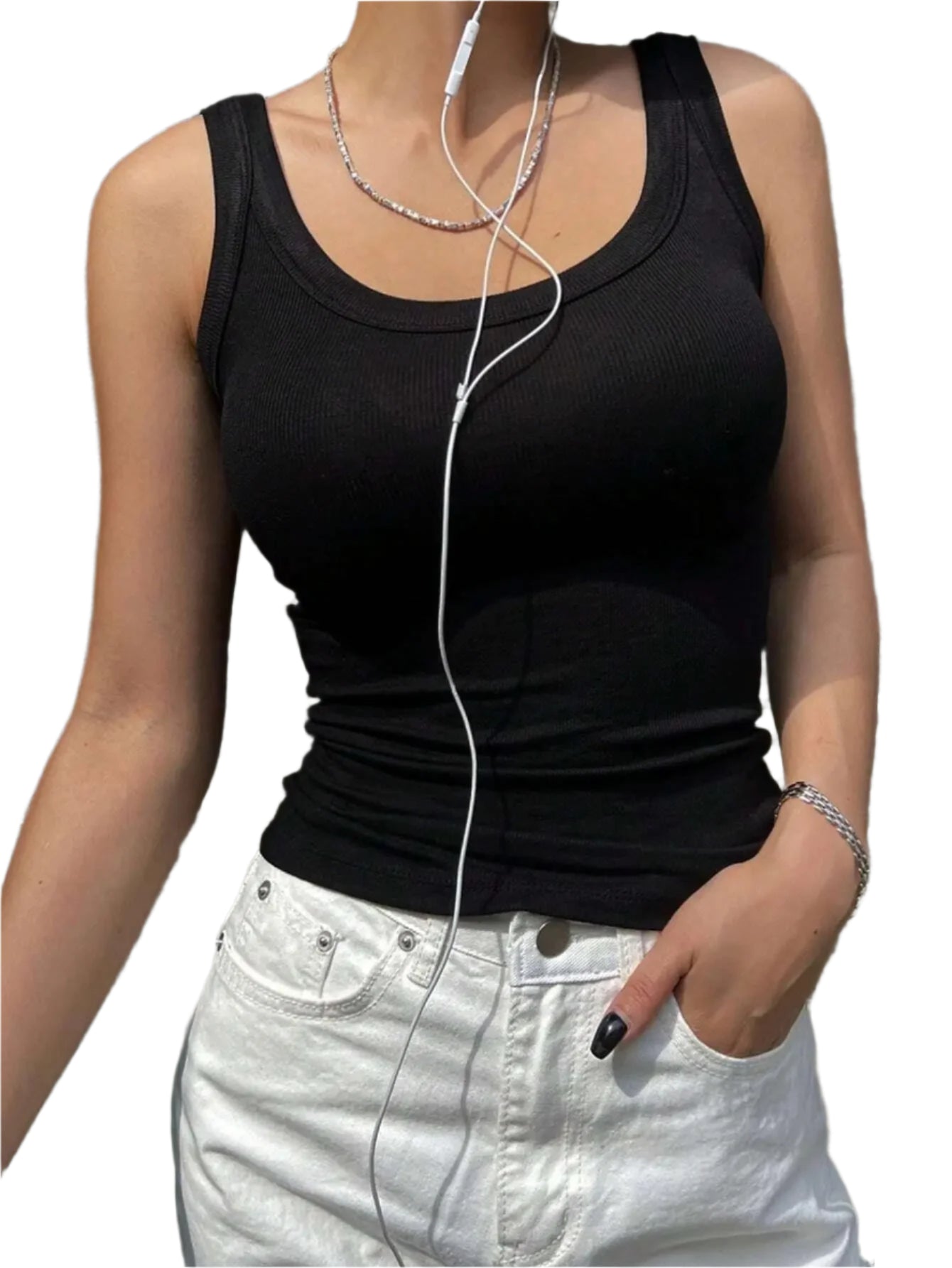 Strikket ærmeløs Camisole Tank Top til kvinder