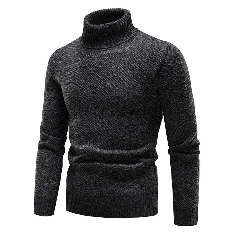 Fleece-sweater med rullekrave til mænd