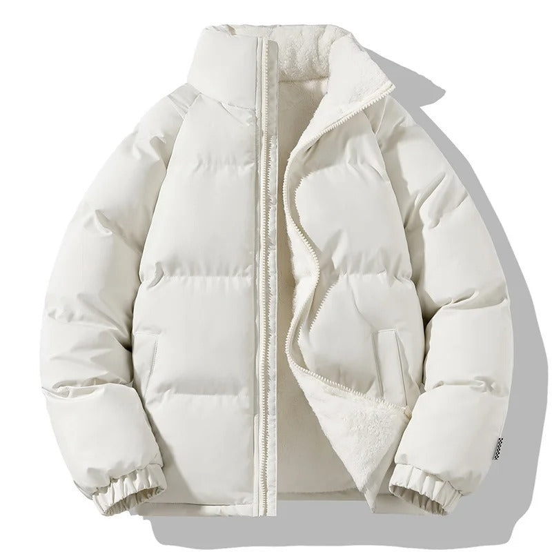 Tyk fleece-jakke med ståkrave til mænd