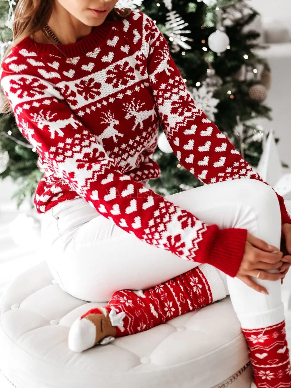Strikket julesweater til kvinder