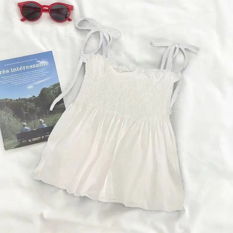 Kvinders sløjfegrime Rygløs plisseret Crop Top