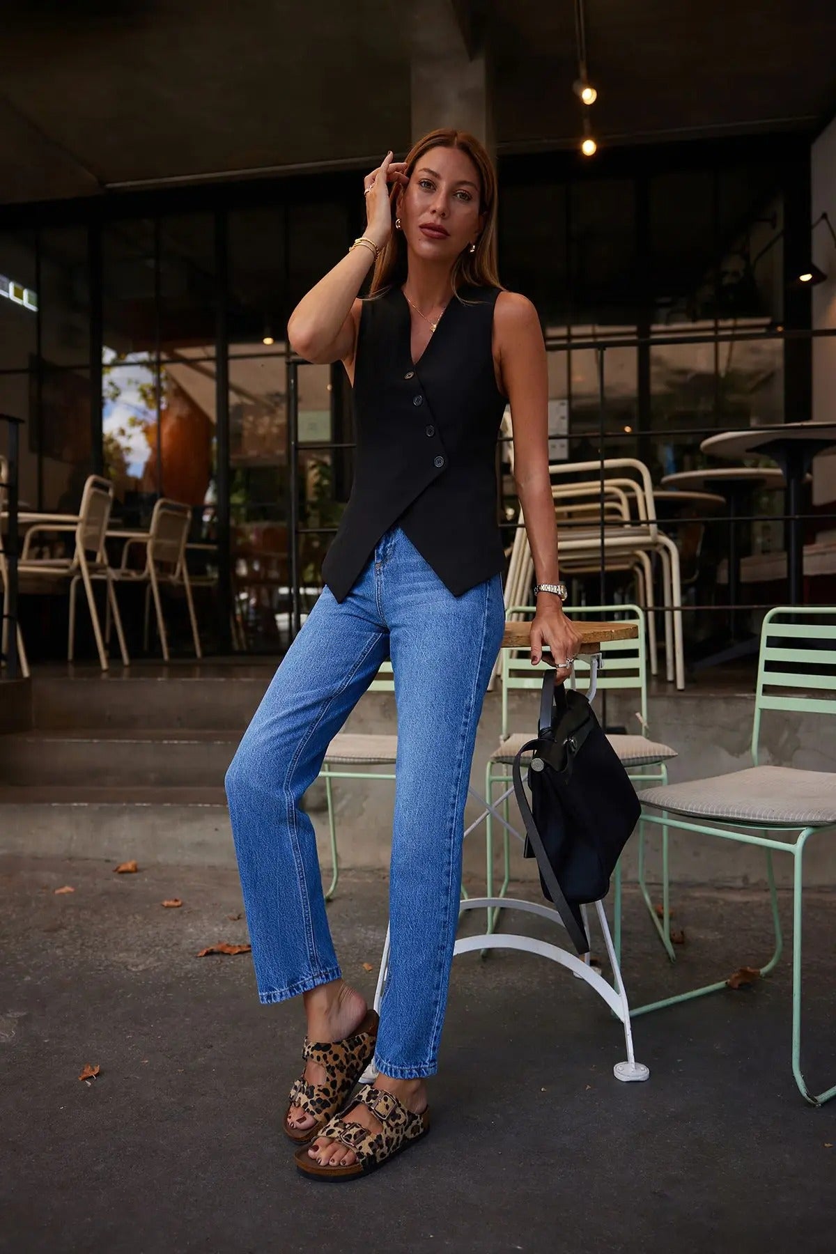 Denimbukser med lige ben til kvinder