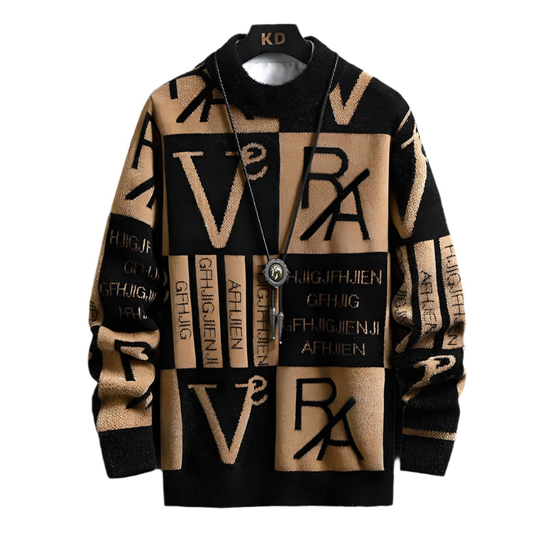 Stribet sweater med rund hals til mænd