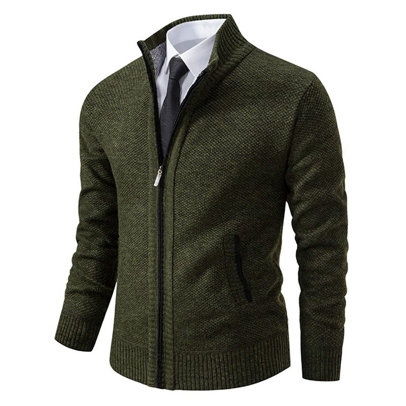 Varm fleece-cardigan med lynlås til mænd