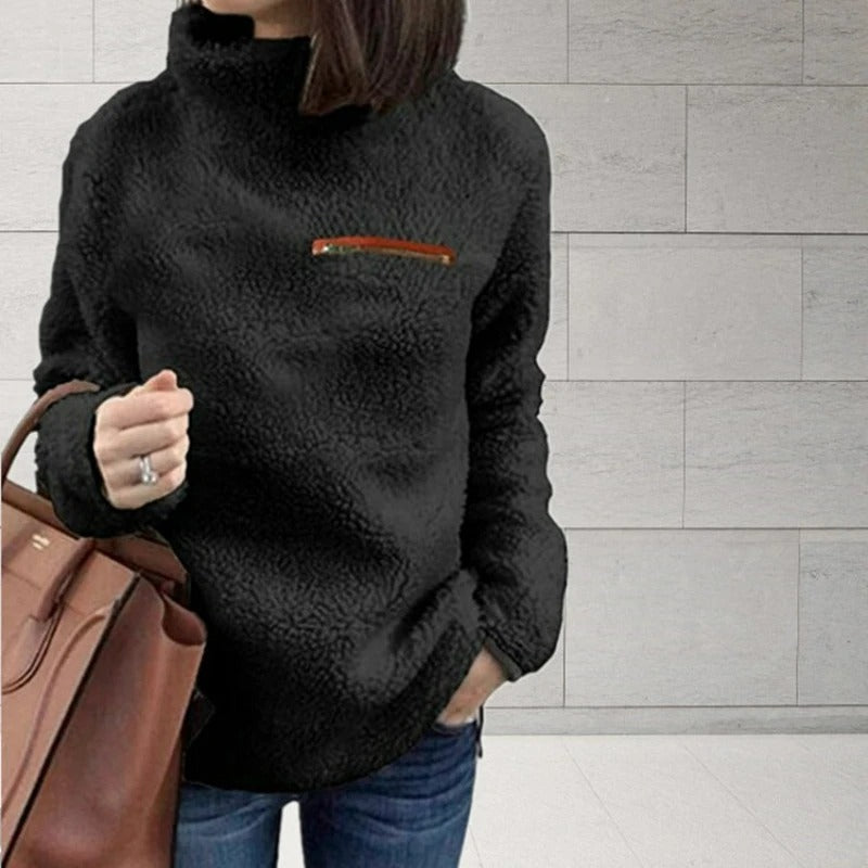 Fortykket varm plys-sweater til kvinder