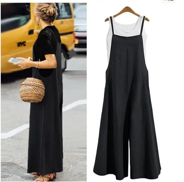 Kvinders overall ærmeløs løs jumpsuit