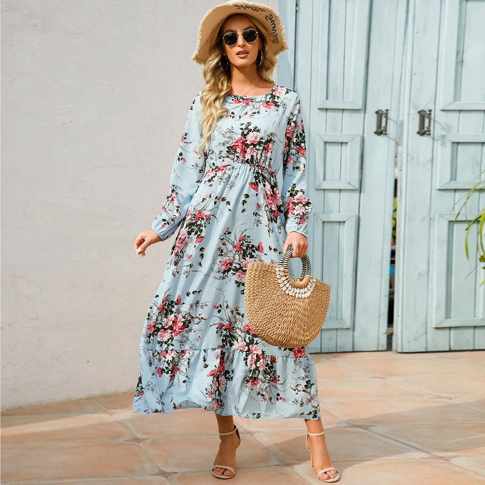 Boheme-maxi-kjole i chiffon til kvinder