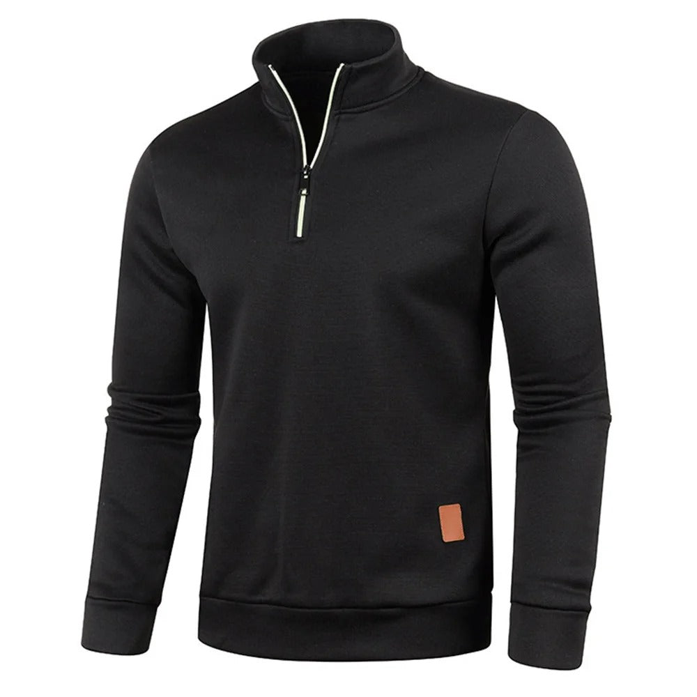 Rullekrave-sweatshirt med halv lynlås til mænd