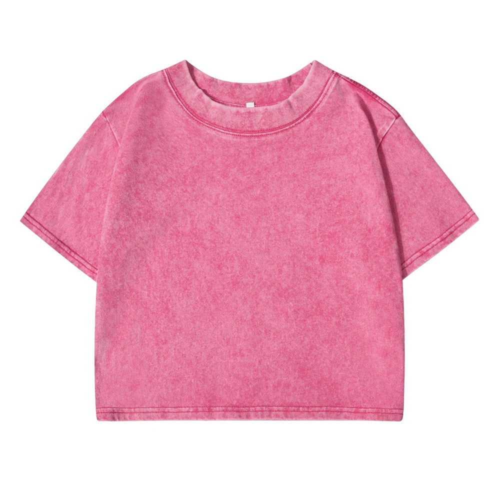 Ensfarvet Slim Washed T-shirt til kvinder