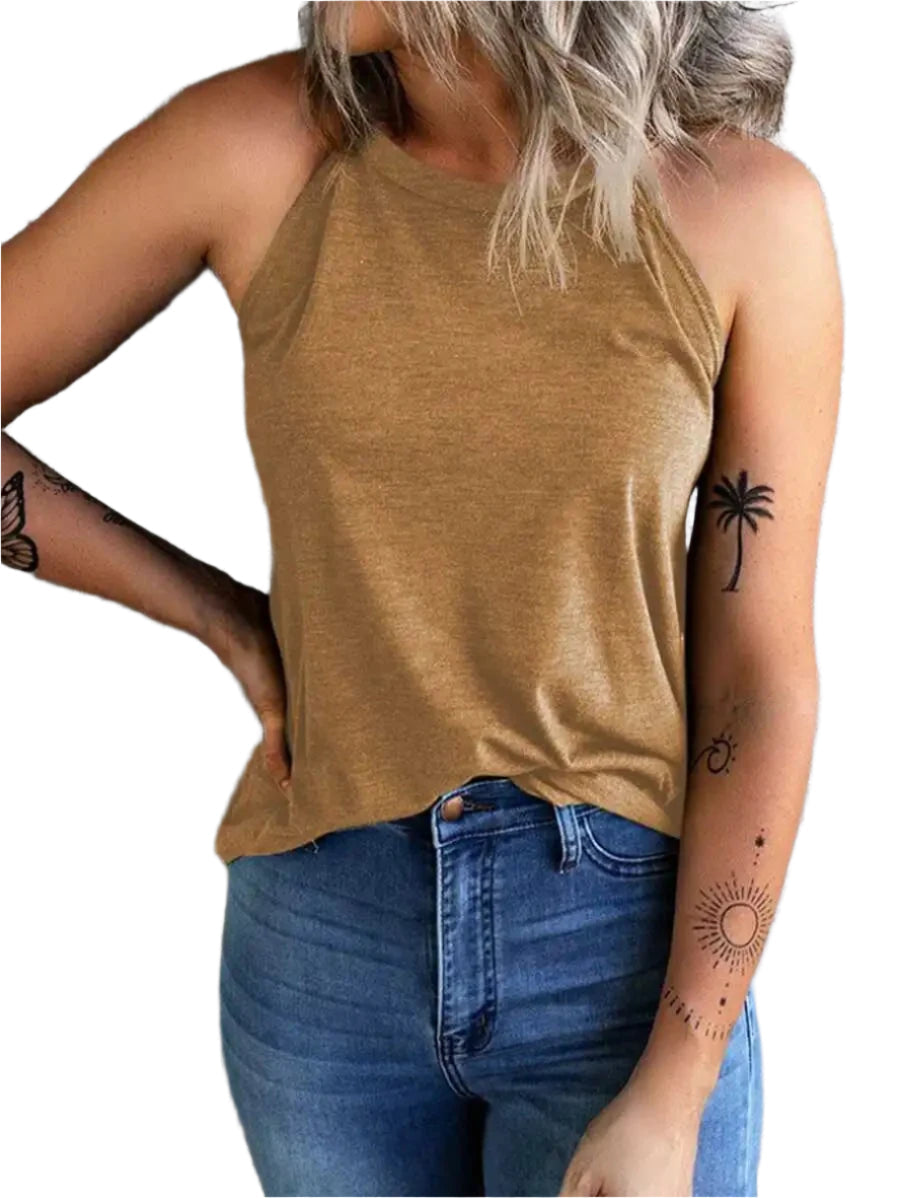 Ærmeløs halterneck-tanktop til kvinder