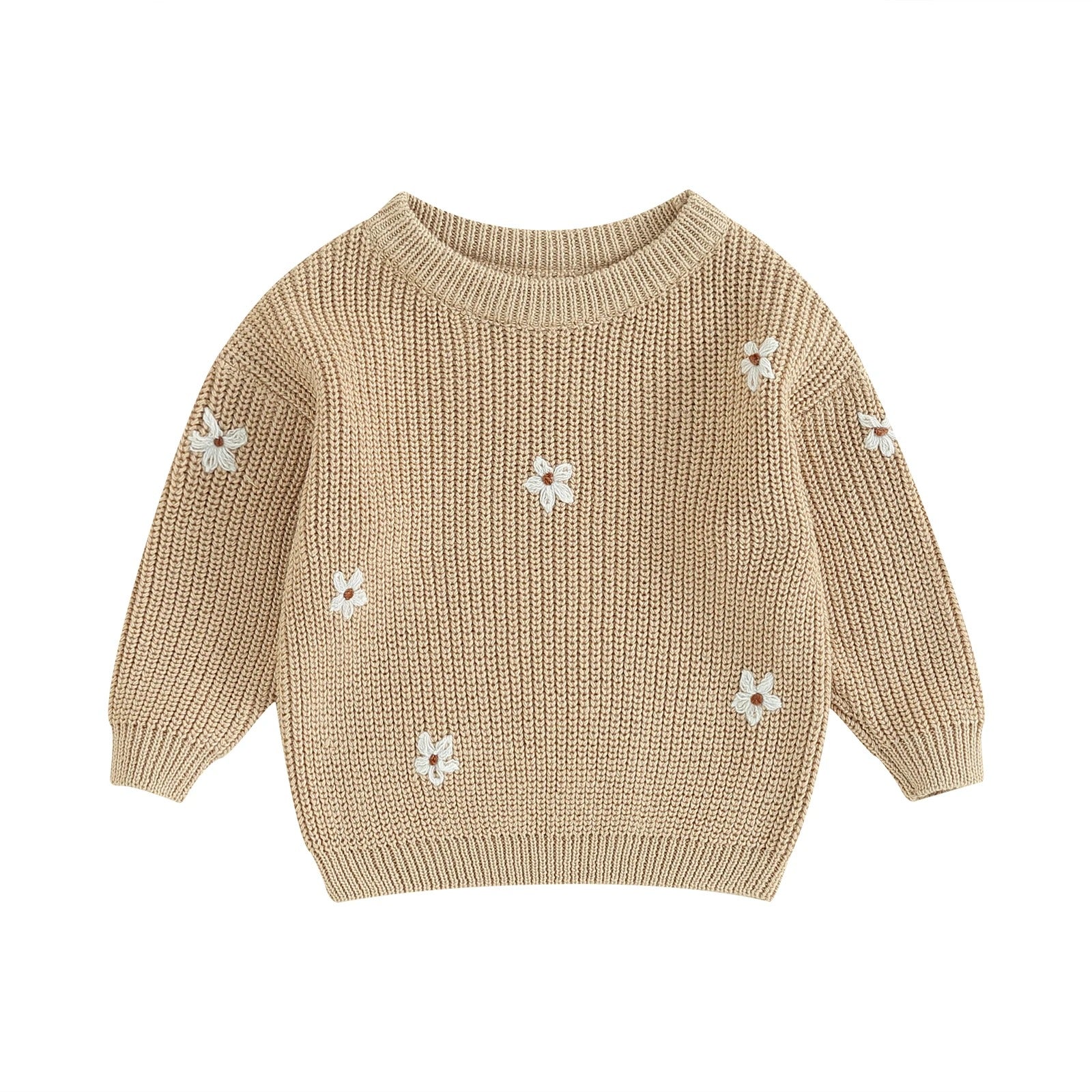 Blomsterstrikket pullover til børn