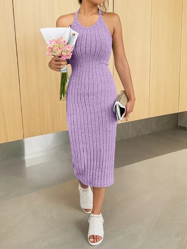 Halterneck bodycon midi-kjole til kvinder