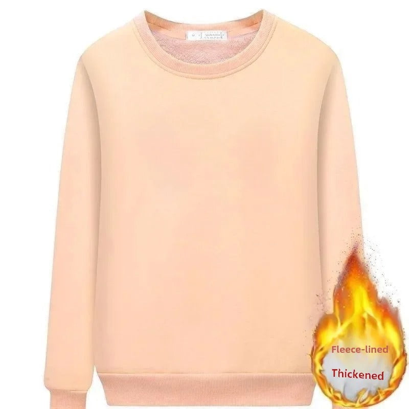 Fleeceforet sweatshirt med rund hals til kvinder