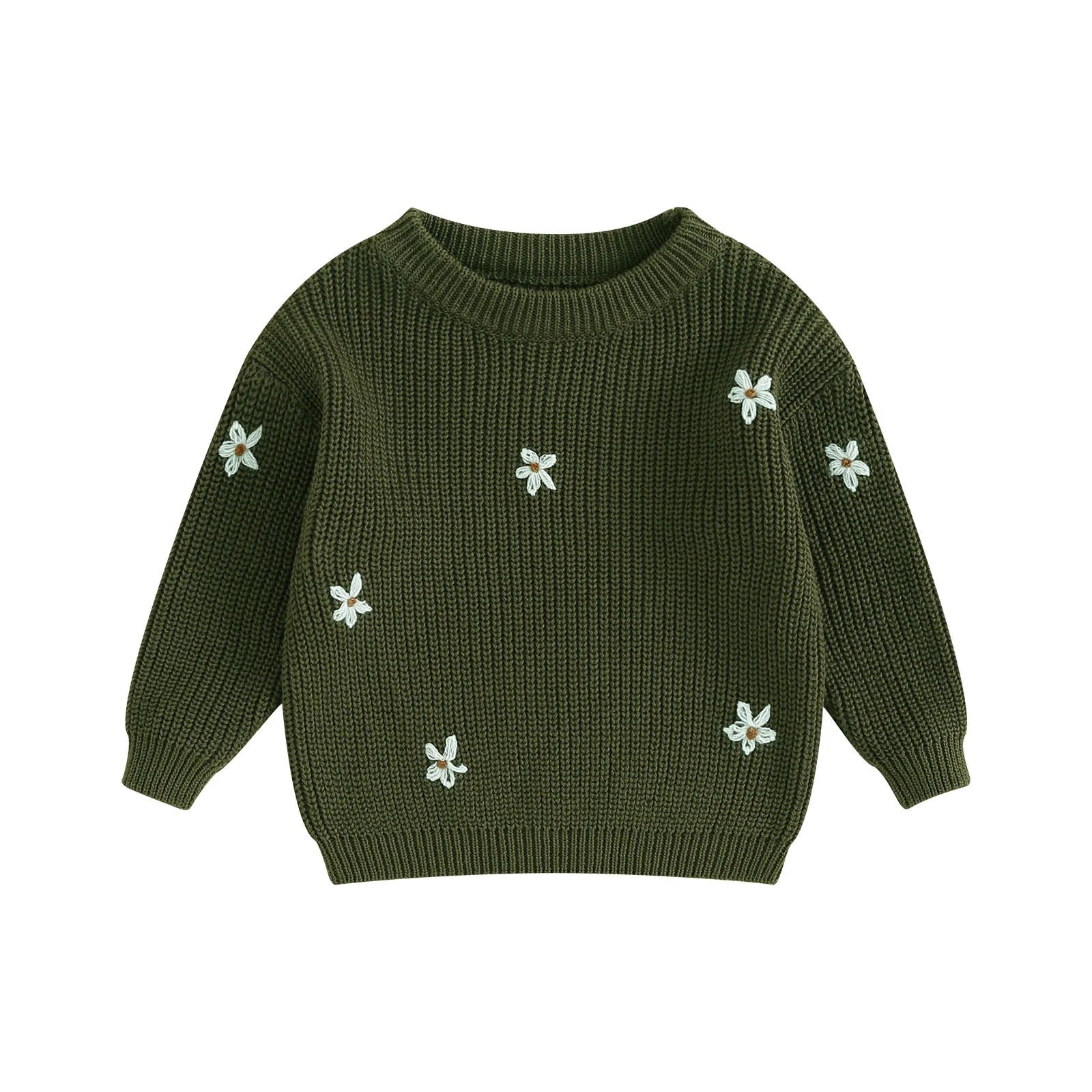 Blomsterstrikket pullover til børn