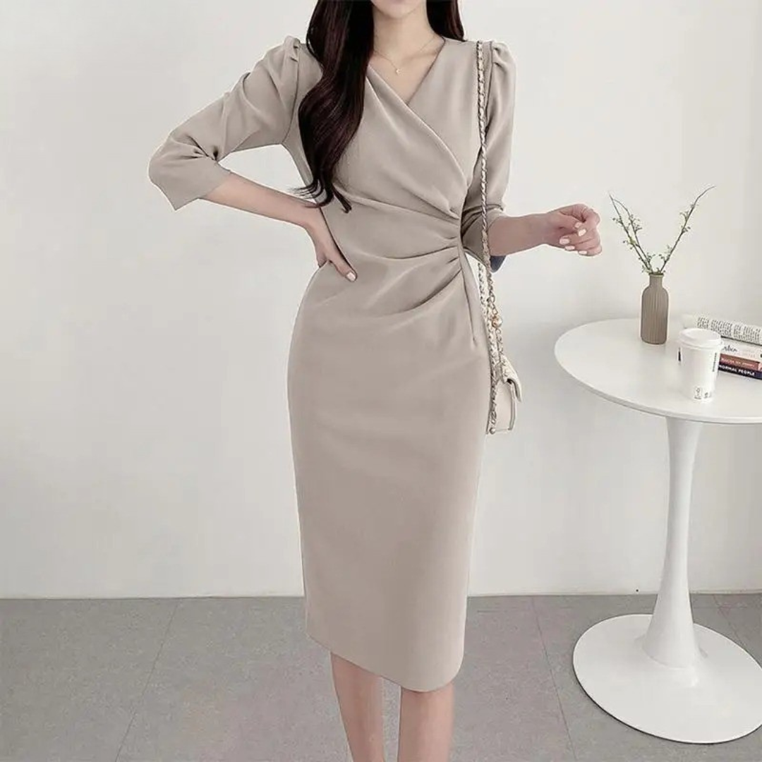 V-hals bodycon sommerkjole til kvinder