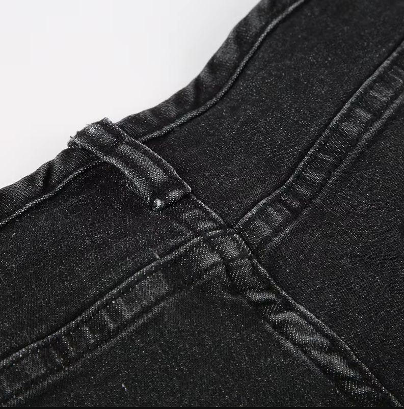Blomsterprint lavtaljede denimbukser