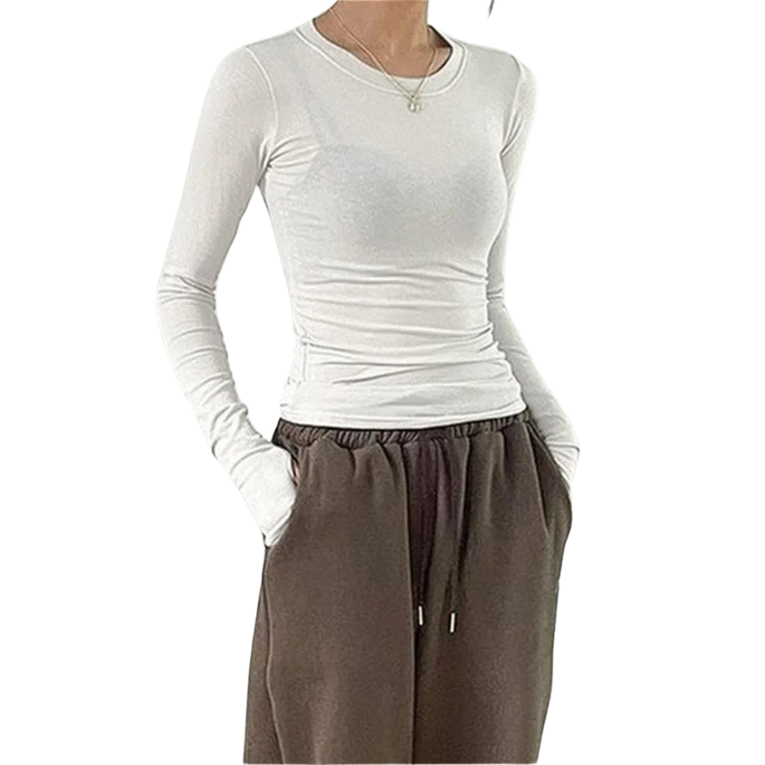 Slim Fit-top med rund hals til kvinder
