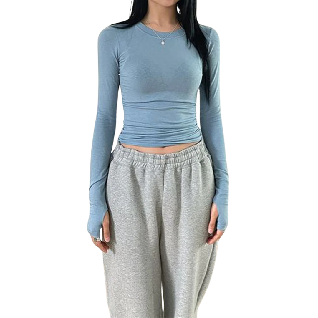 Slim Fit-top med rund hals til kvinder