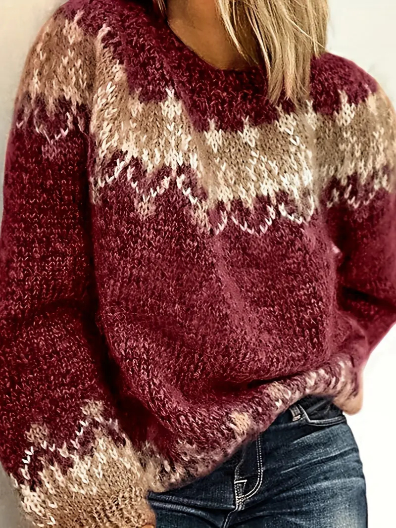 Strikket pullover med jacquardprint til kvinder