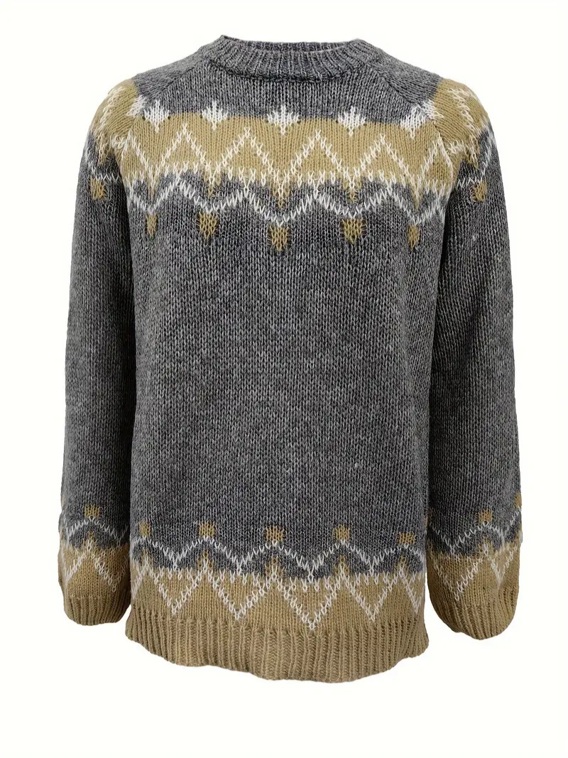 Strikket pullover med jacquardprint til kvinder