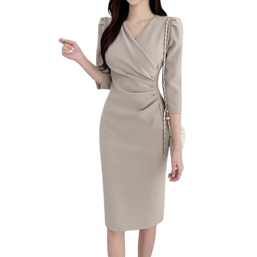 Kvinders V-hals bodycon knælang arbejdskjole