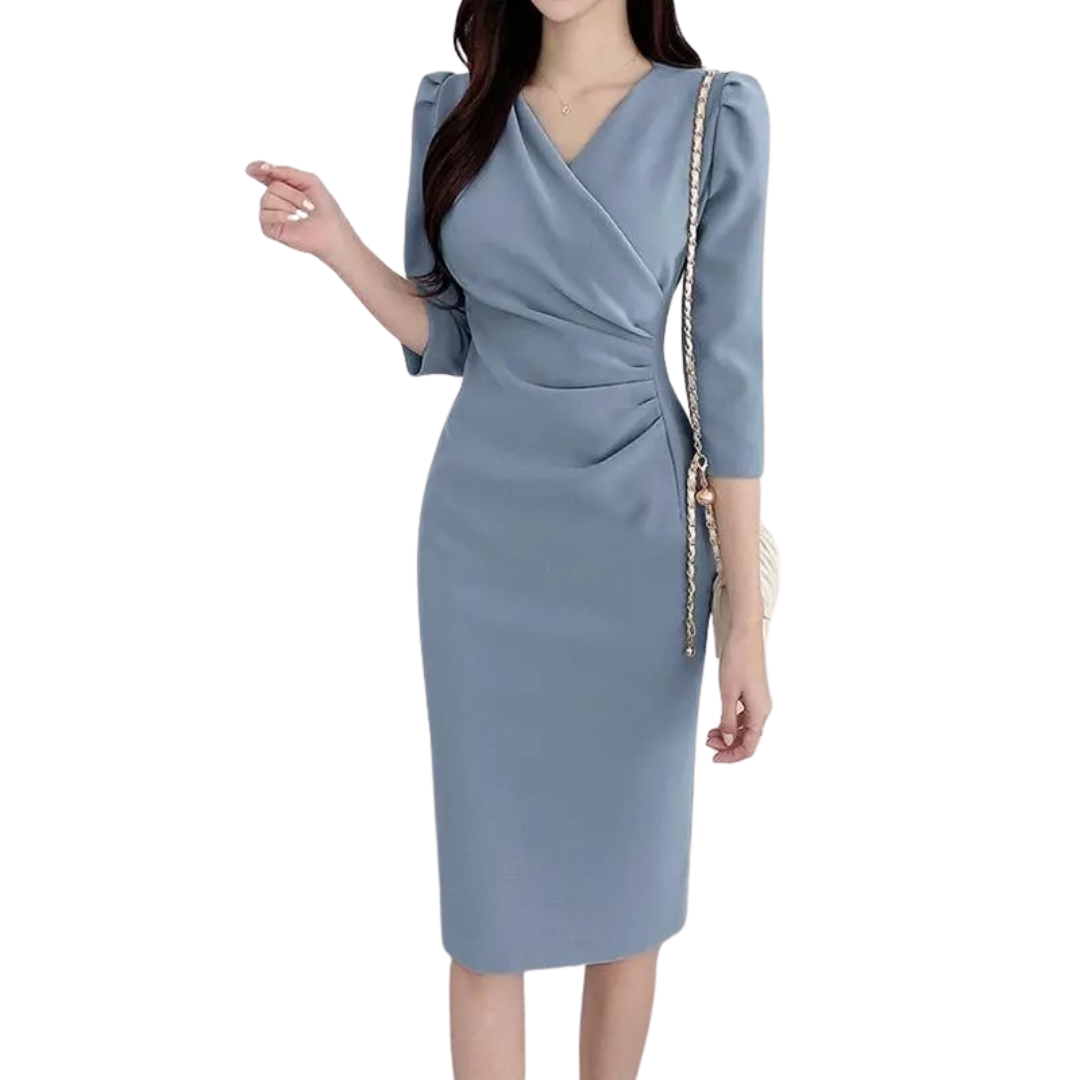 Kvinders V-hals bodycon knælang arbejdskjole