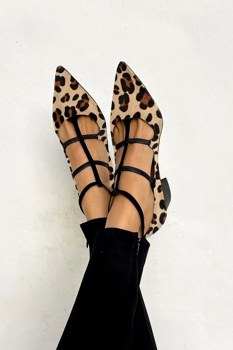 LEOPARD STRAP BALLET HÆLE