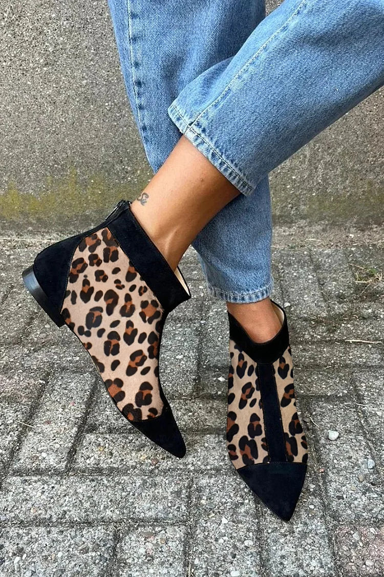 LEOPARDPRINT ANKELBOOT MED SPIDS TÅ