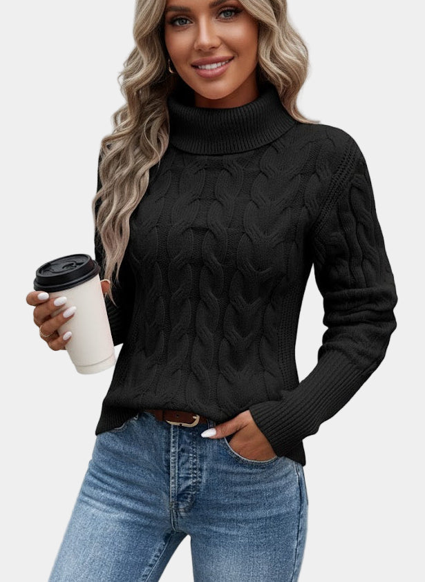 Chelsey Kvinders Kabelstrikket Sweater – Varm Elegant Strik med Klassisk Mønster