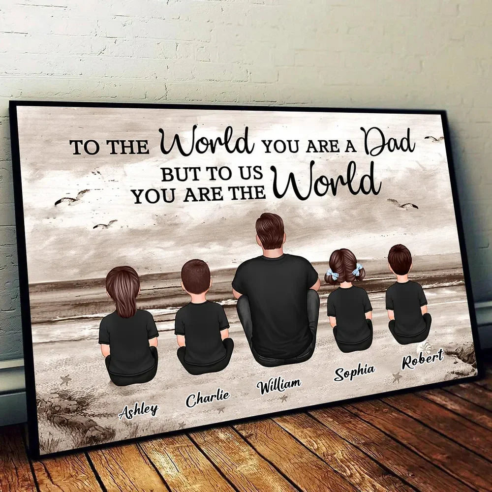 Far Og Sønner Døtre Retro Vintage Strand Personlig Plakat, Følelsesfuld Fars Dag Gave Til Far-zarada.dk
