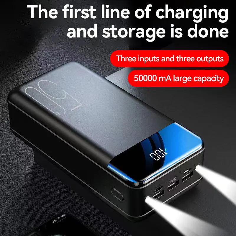 100.000mAh Ultra-Høj Kapacitet Power Bank – Super Hurtig Opladning til Telefoner, Tablets & Laptops