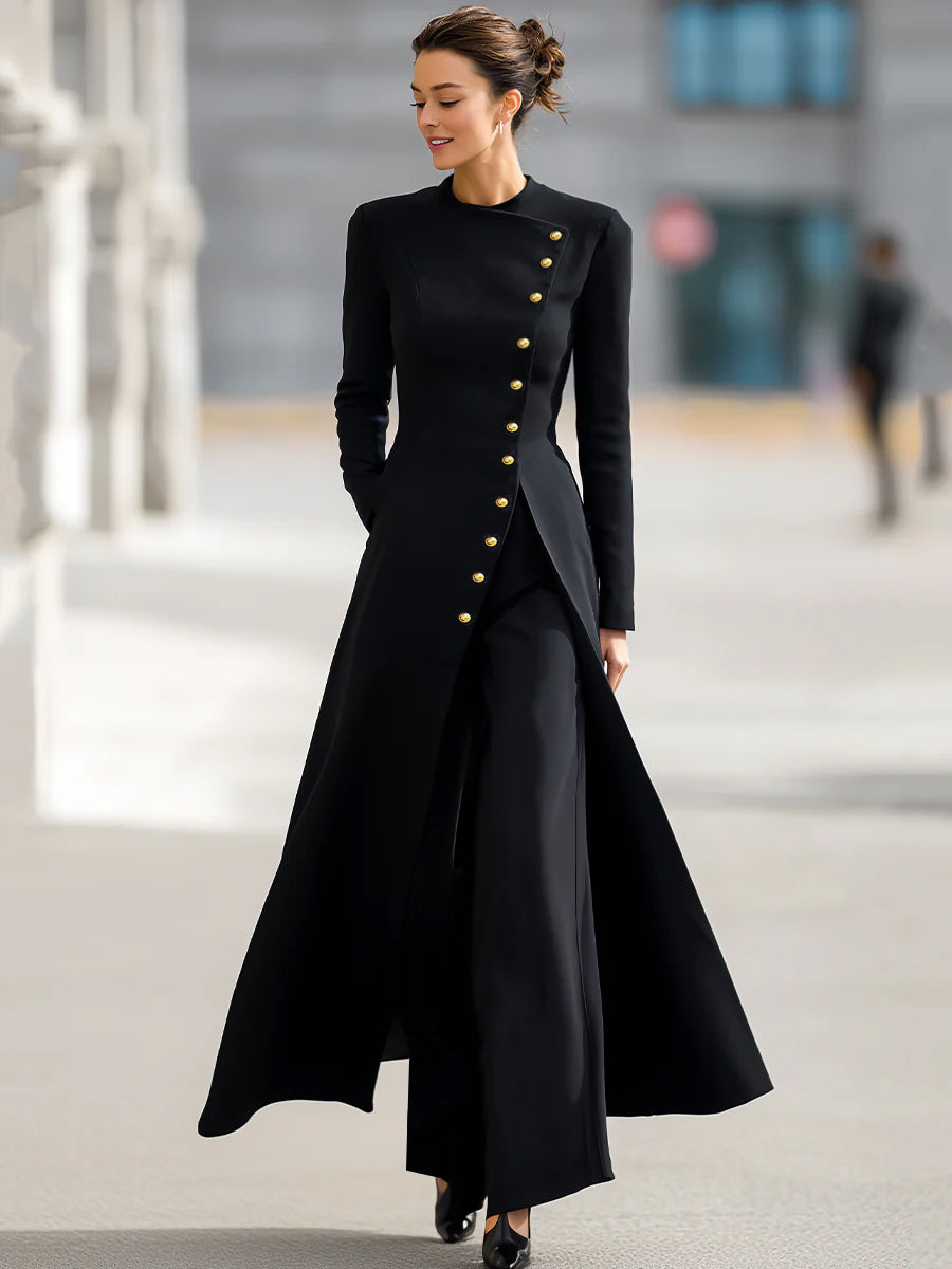 Elegant Lang Blazer Og Bukser Sæt