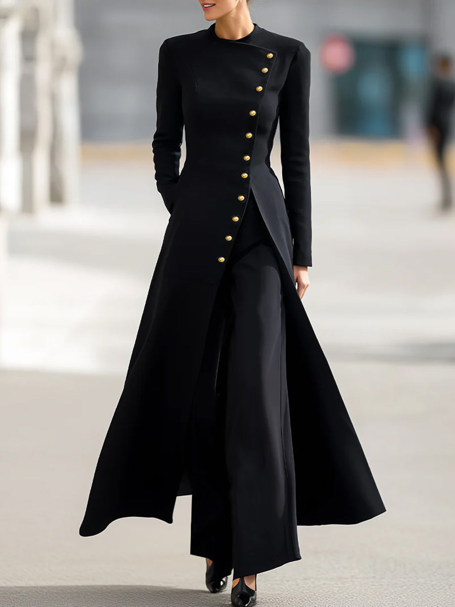 Elegant Lang Blazer Og Bukser Sæt
