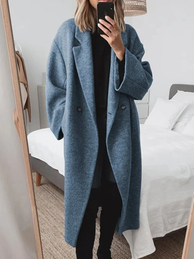 Celia Uldblanding Kvinders Frakke – Lang, Elegant & Moderne Oversized Pasform