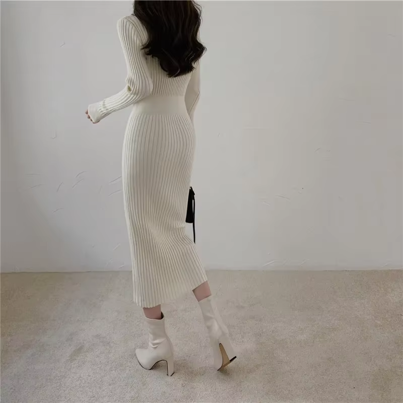 Tætsiddende Kjole Med Knaplukning Til Kvinder | Ideel Til Daglig Brug