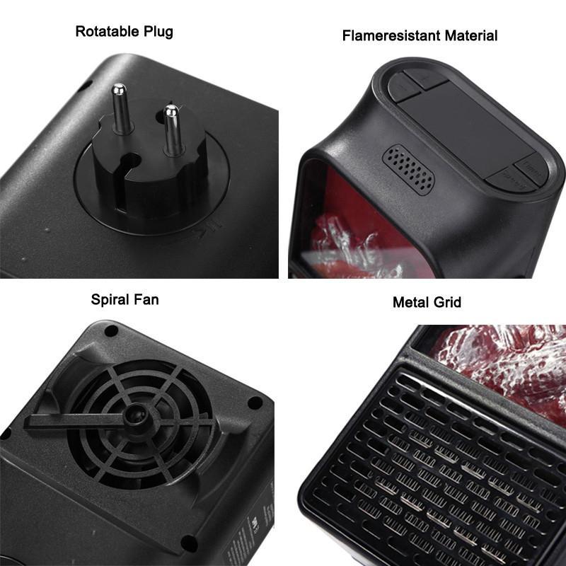 PTC Fan Heater 500W with Flame Effect – Compact Electric Heater