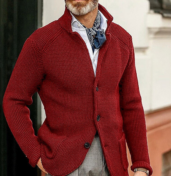 Edward Blazer Herre Vintage – Elegant Ståkrave, Lange Ærmer & Tidløst Design