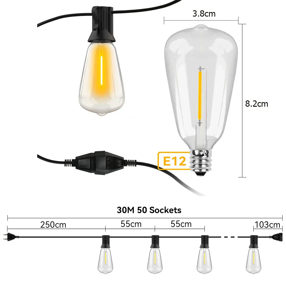 Weatherproof LED Christmas Lights for Outdoor Use - Decorative Light String