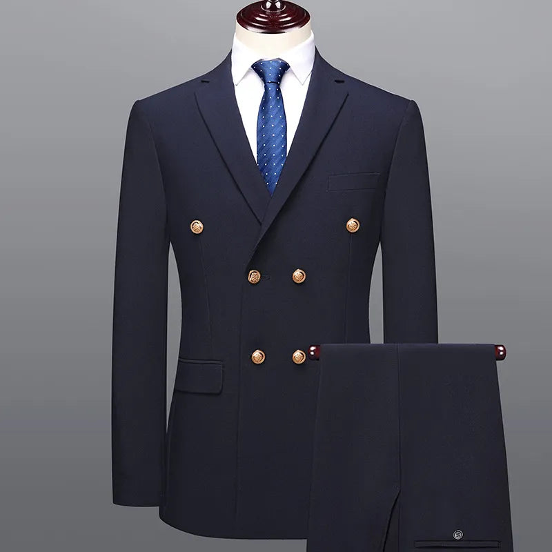 Herres Double-Breasted Suit – Skræddersyet To-Delt Sæt til Bryllupper & Formelle Anledninger