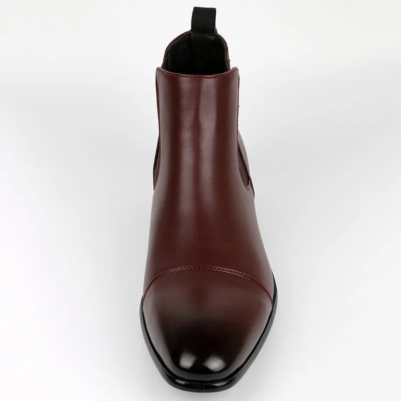 Herre Faux Læder Chelsea Støvler – Cap Toe, Elastisk Gusset